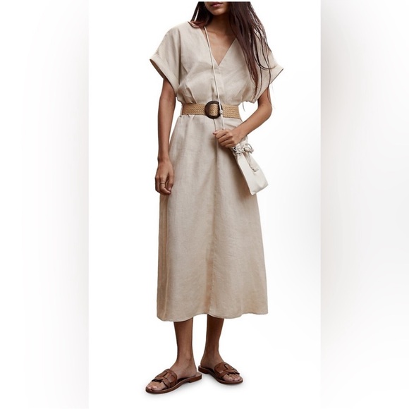 Mango belted linen midi dress size medium - Picture 5 of 10